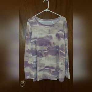 Susan Graver Lavender Knit Watercolor Top Sz Xl